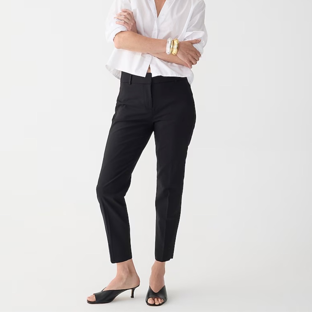NWT J Crew CROP Straight Leg Trouser / Black / Size P00